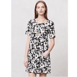 Anthropologie Maeve Black Rose Floral Shift Dress
